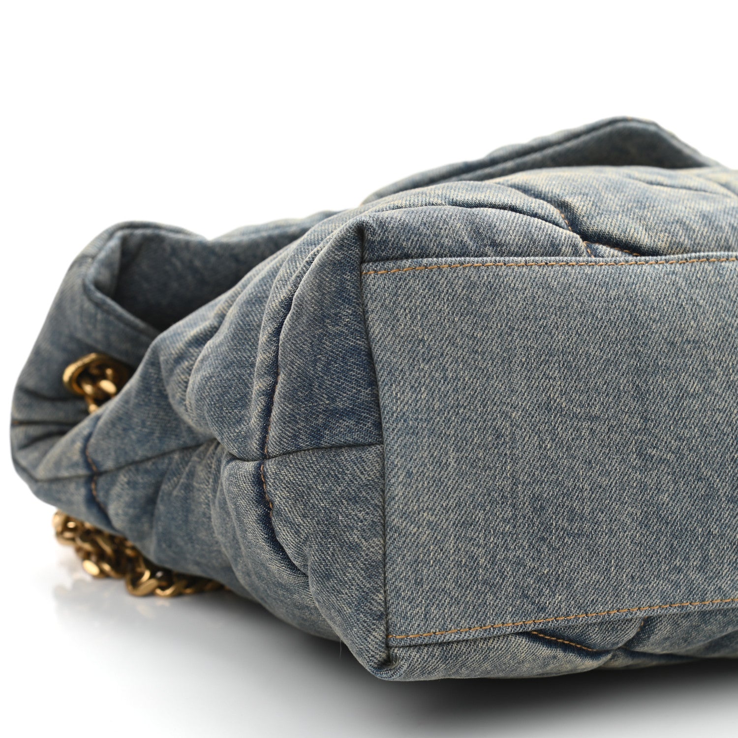 Saint Laurent Denim Quilted Medium Loulou Puffer Monogram Chain Satchel Blue Cinnamon 9 of 10