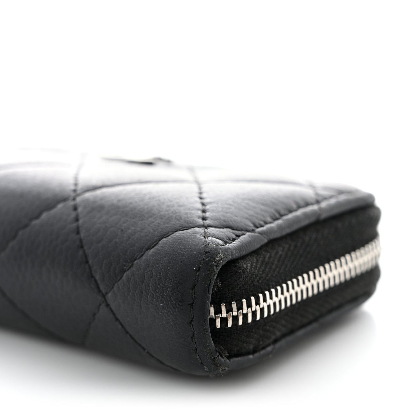 Caviar Quilted Zip Coin Purse Black