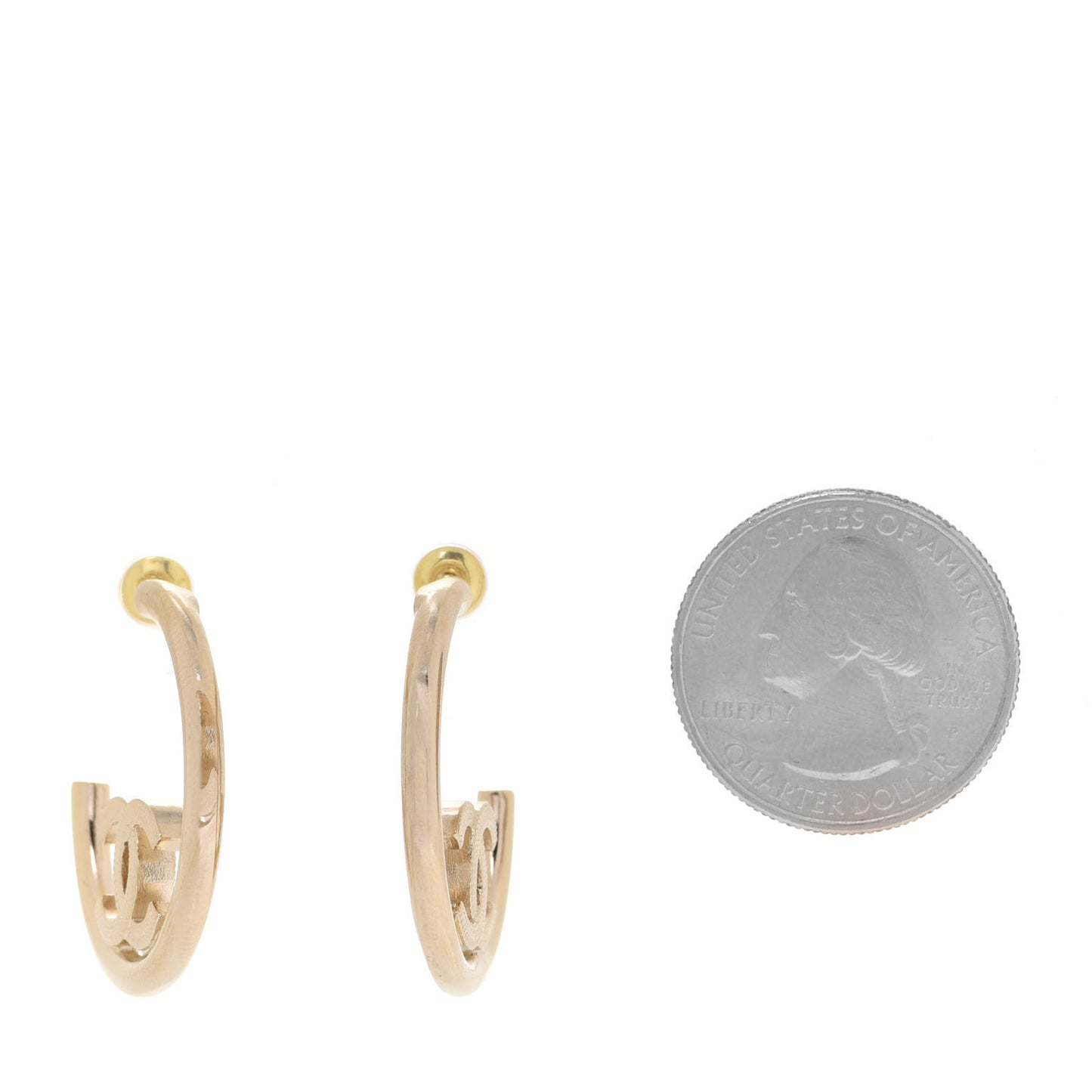 Metal Textured CC Hoop Earrings Gold