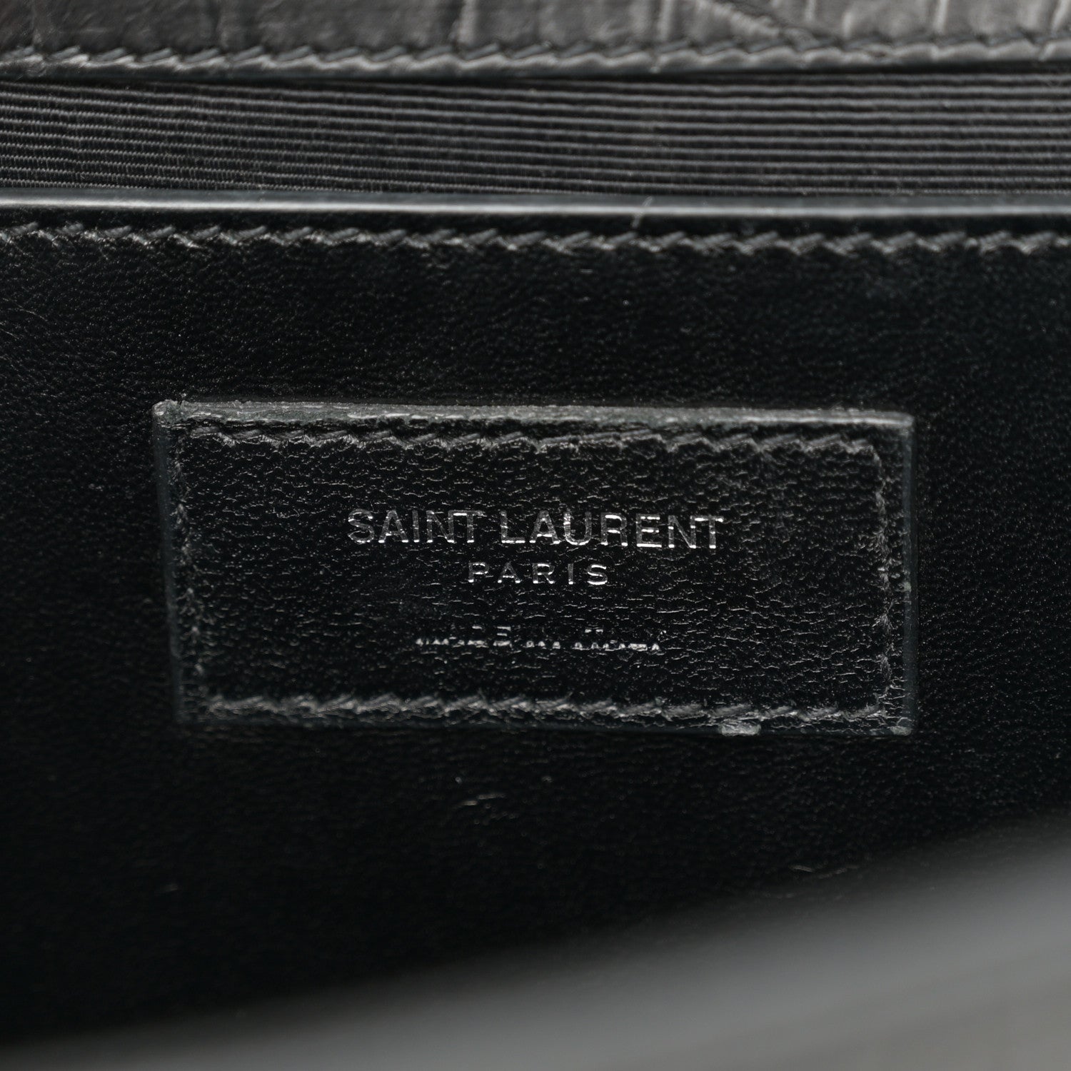 Saint Laurent Calfskin Crocodile Embossed Large Classic Monogram Kate Satchel Black 6 of 15