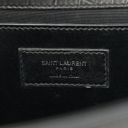 Saint Laurent Calfskin Crocodile Embossed Large Classic Monogram Kate Satchel Black 6 of 15
