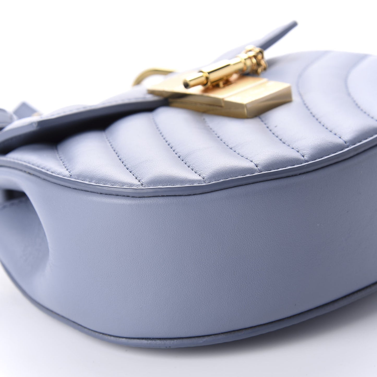 Calfskin Quilted Mini Drew Bijou Shoulder Bag Washed Blue