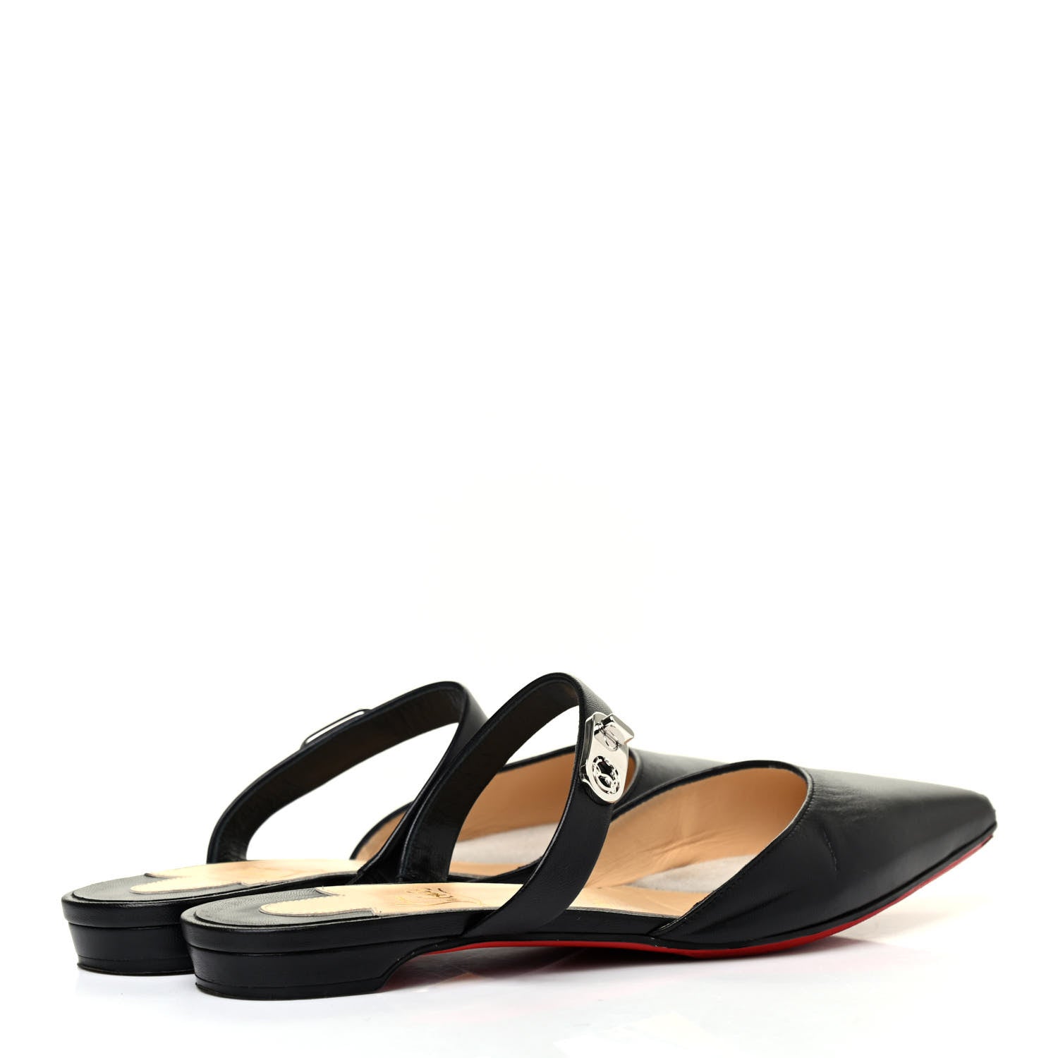 Christian Louboutin Nappa Choc Lock Flats 37.5 Black 3 of 4