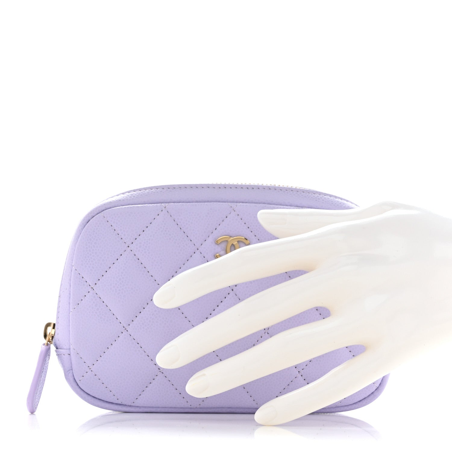 Chanel Caviar Quilted Small Curvy Pouch Cosmetic Case Light Purple 2 of 8