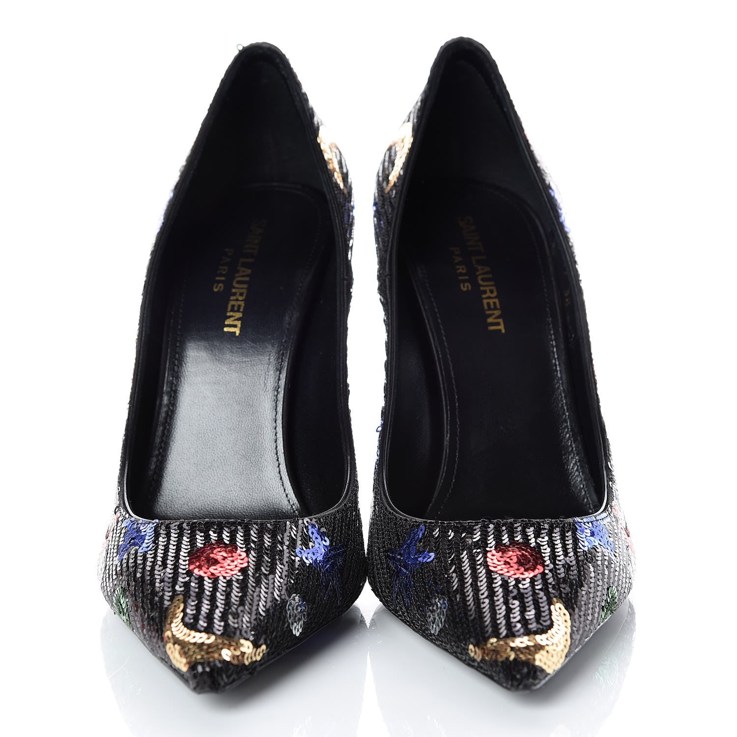 Saint Laurent Sequin Palace 105 Pumps 38 Black 2 of 9