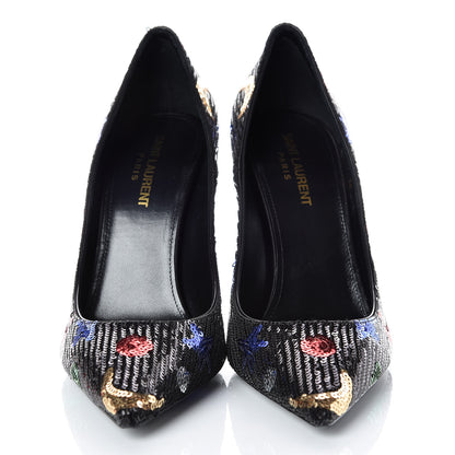 Saint Laurent Sequin Palace 105 Pumps 38 Black 2 of 9