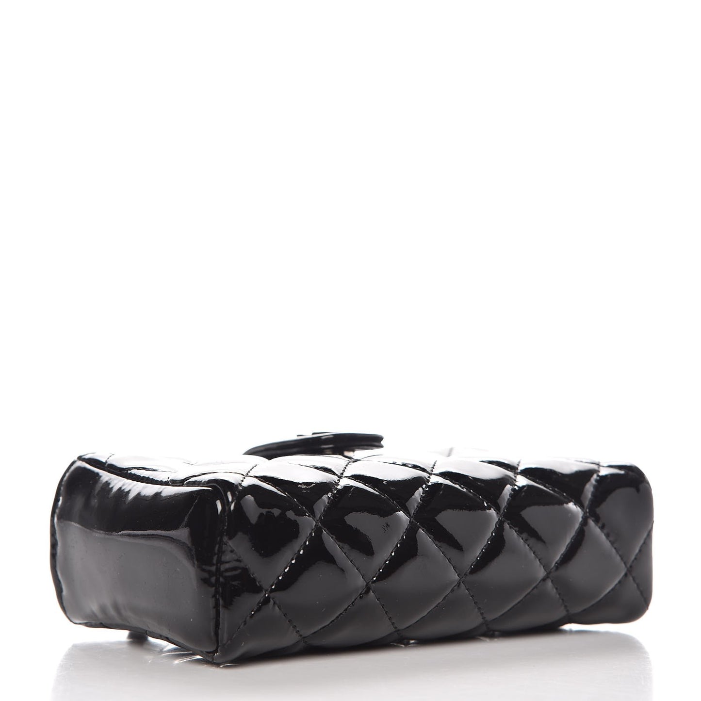 Patent Quilted Mini Phone Holder Clutch Black