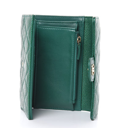 Chanel Metallic Caviar Quilted Medium Flap Wallet Green 5 of 11
