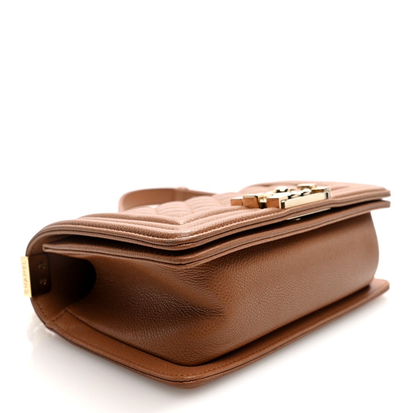 Caviar Quilted Small Boy Flap Beige