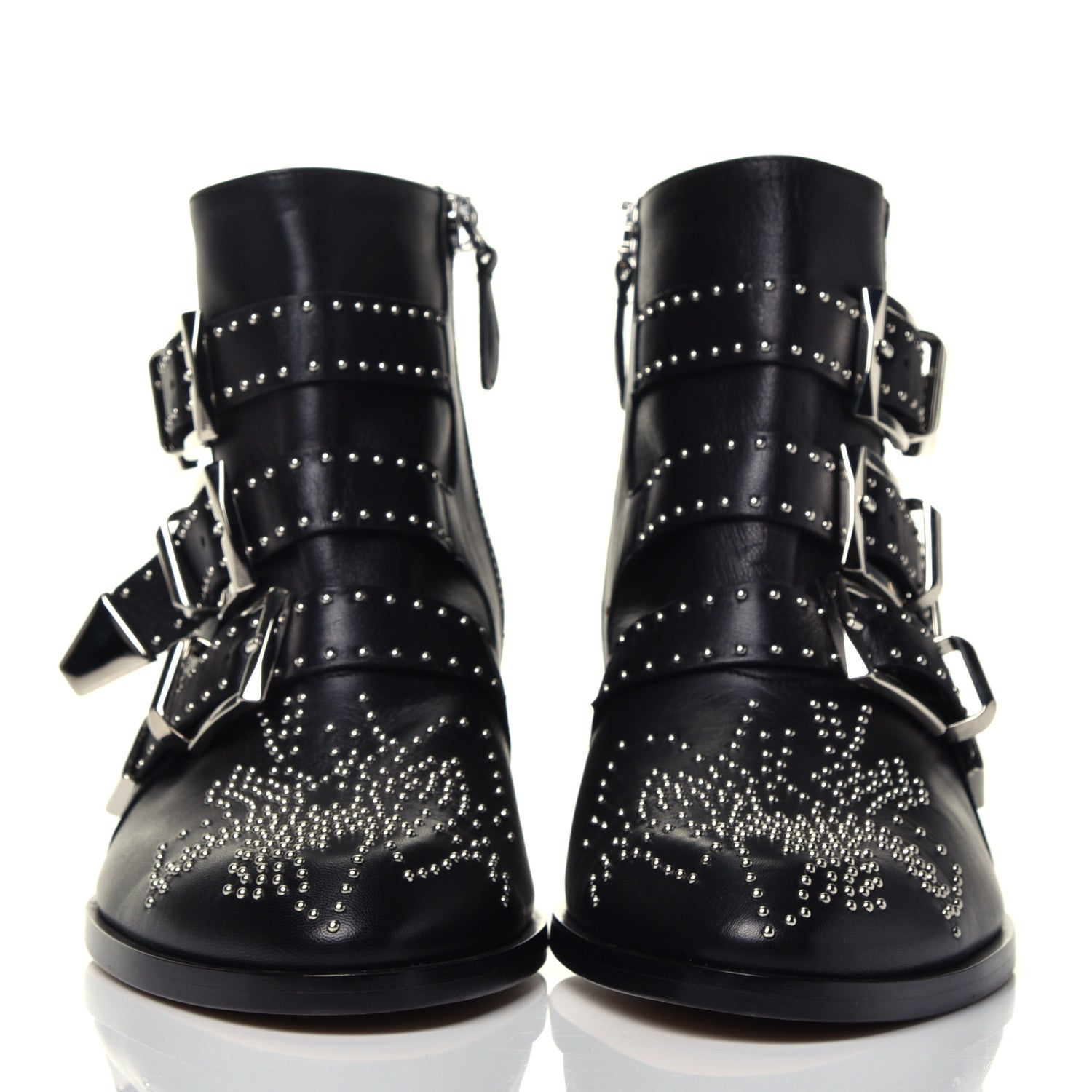 Chloe Nappa Sheepskin Studded Susanna Ankle Boots 37.5 Black 2 of 9