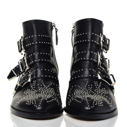 Chloe Nappa Sheepskin Studded Susanna Ankle Boots 37.5 Black 2 of 9