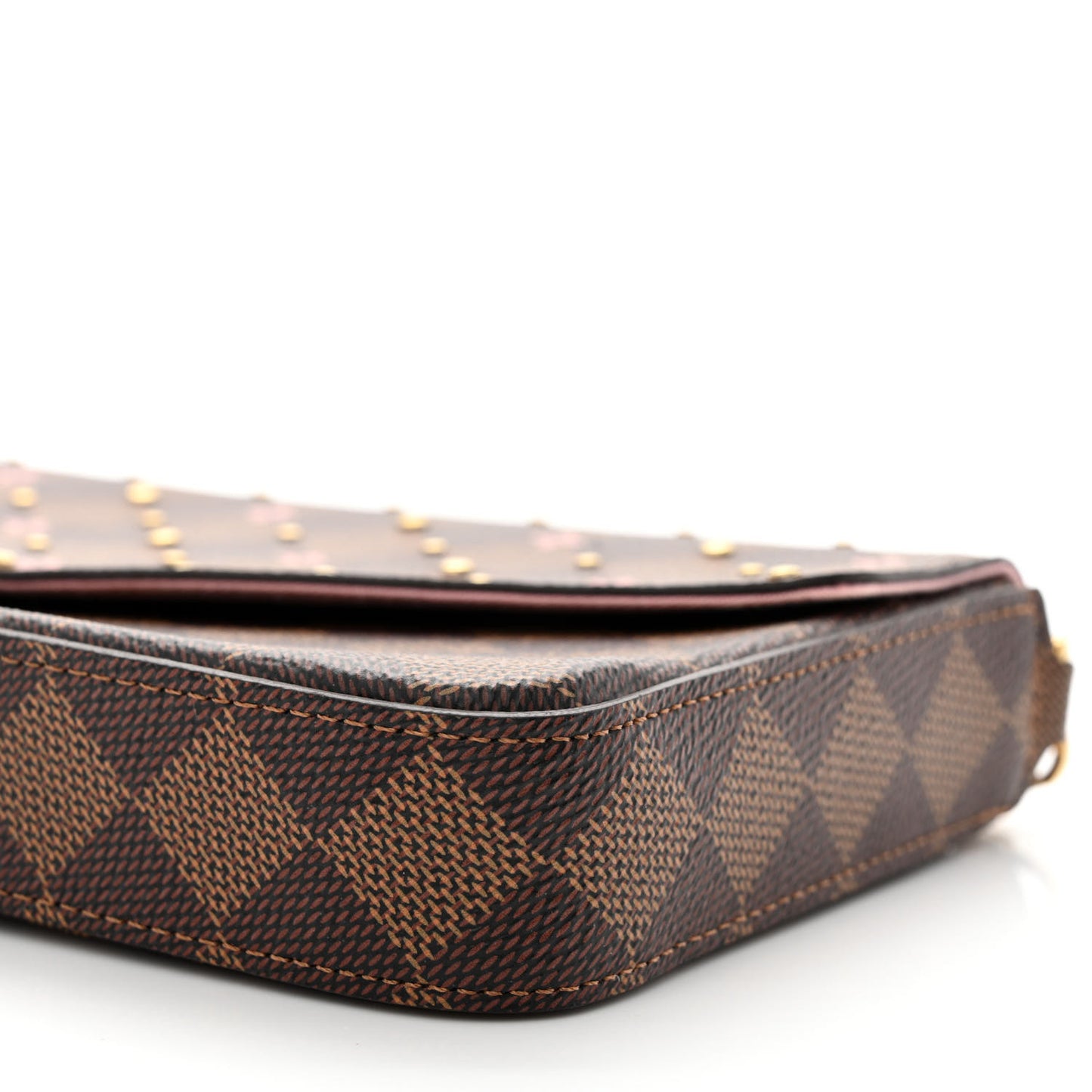 Damier Ebene Studded Pochette Felicie Chain Wallet