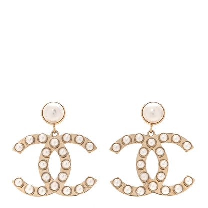 Chanel Pearl Large CC Drop Earrings Gold 1 of 4
