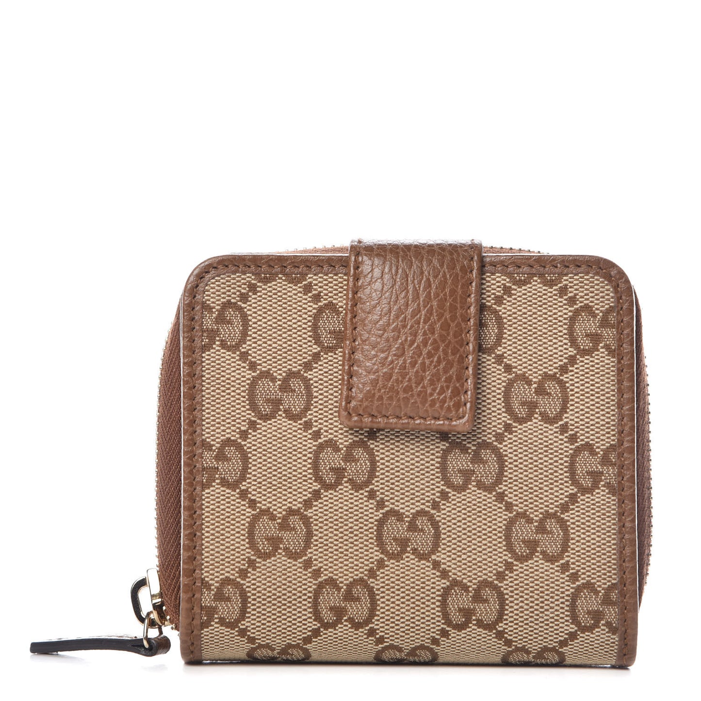 Monogram Dollar Calfskin Zip Around French Wallet Beige Ebony Tabacco