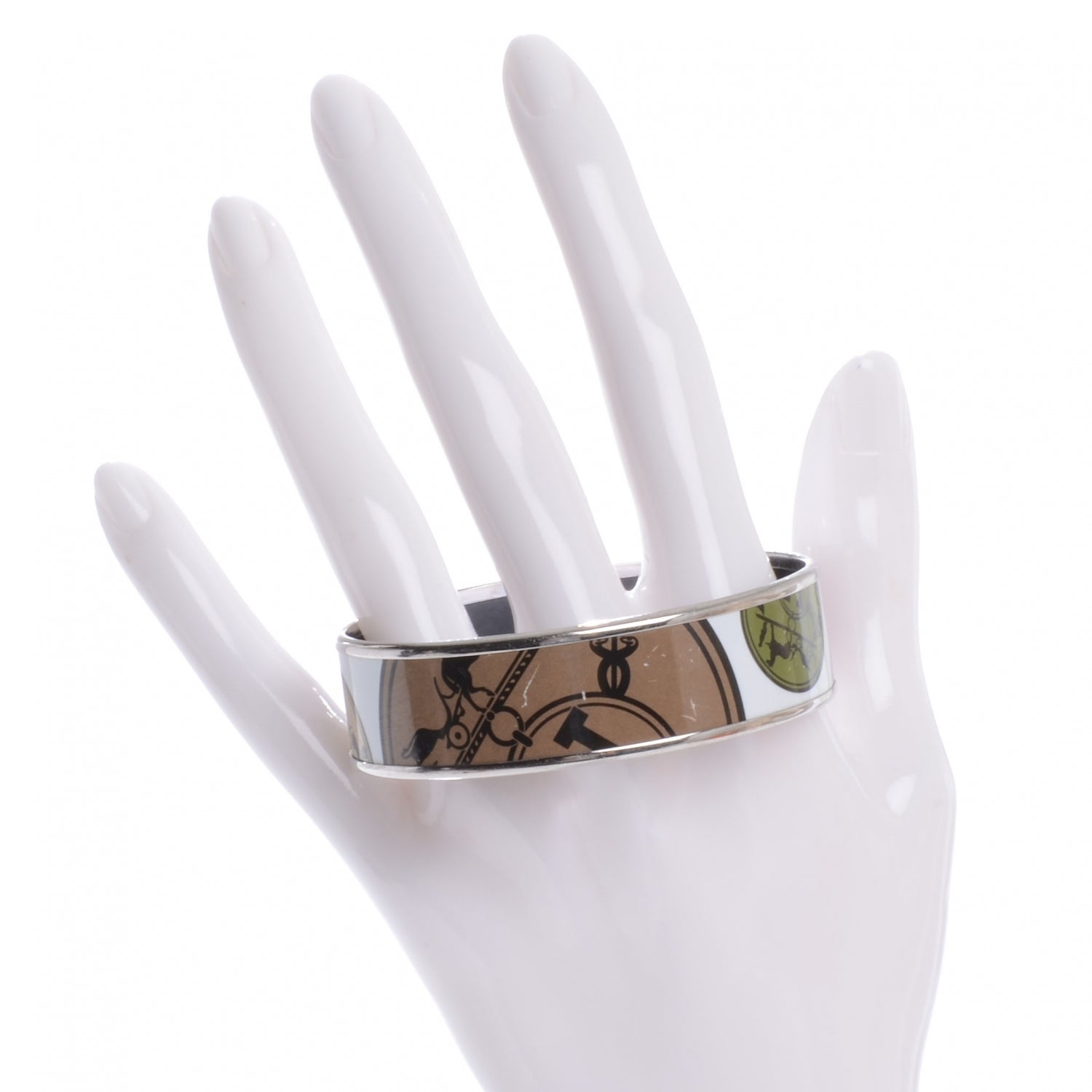 Hermes Enamel Printed Ex Libris Wide Bracelet 70 2 of 5