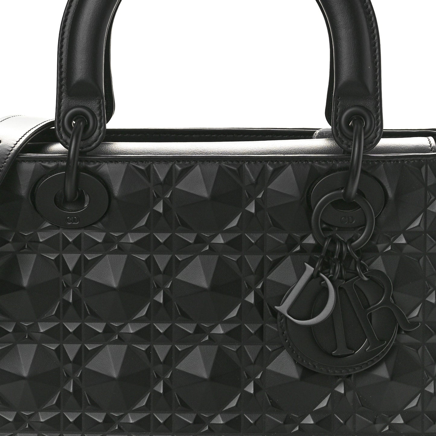 Calfskin Cannage Diamond Cannage Medium Lady Dior Black