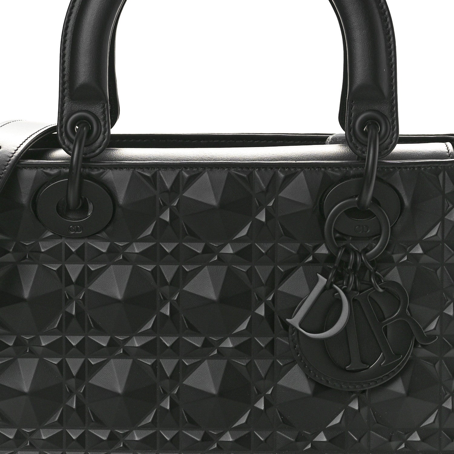 Christian Dior Calfskin Cannage Diamond Cannage Medium Lady Dior Black 8 of 13