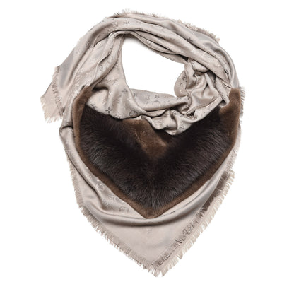 Louis Vuitton Silk Wool Monogram V Fur Shawl Verone 1 of 4