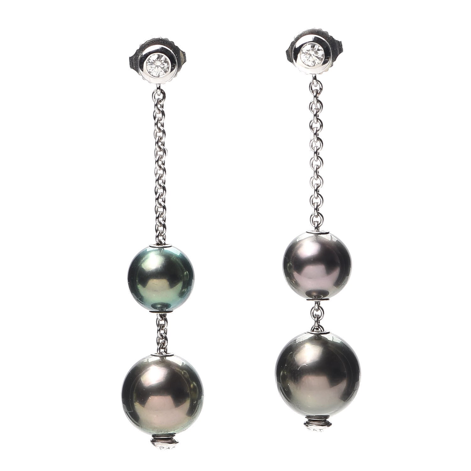 Mikimoto Platinum Diamond Black South Sea Pearl 9mm Pearls in Motion Earrings 1 of 4