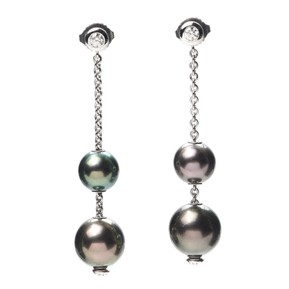 Mikimoto Platinum Diamond Black South Sea Pearl 9mm Pearls in Motion Earrings 1 of 4