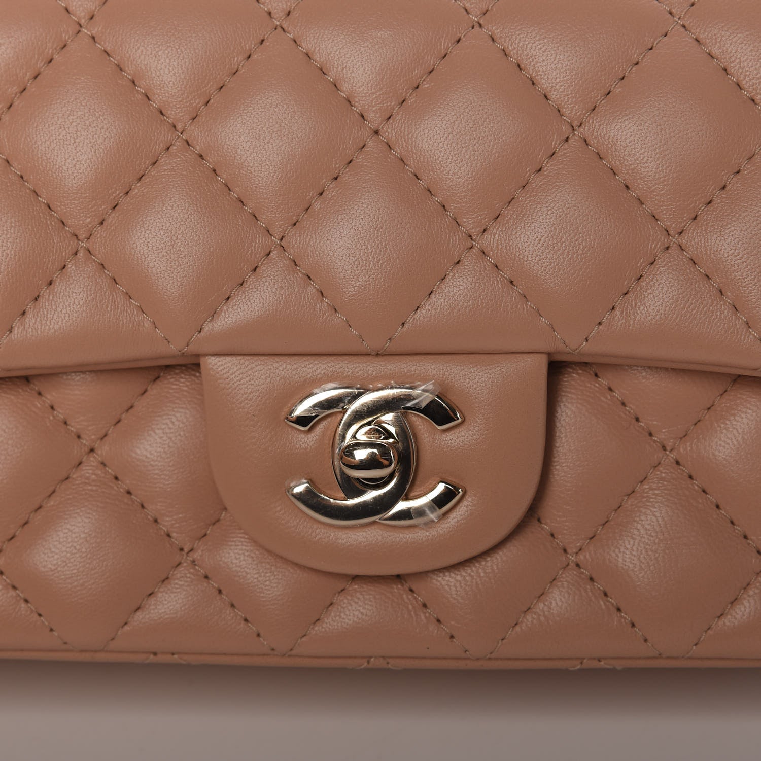 Chanel Lambskin Quilted Mini Rectangular Flap Beige 10 of 11