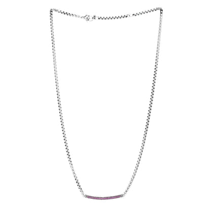 David Yurman Sterling Silver Pink Sapphire Petite Metro Bar Pendant Necklace 3 of 5