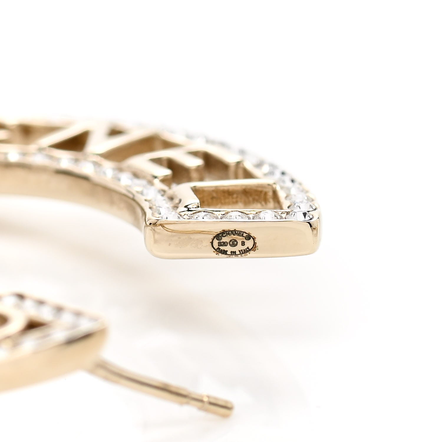 Chanel Crystal Pearl Bow-tiful CC Hoop Earrings Gold 4 of 5