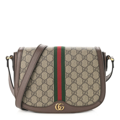 Gucci GG Supreme Monogram Web Small Ophidia Flap Messenger Bag Brown 1 of 11
