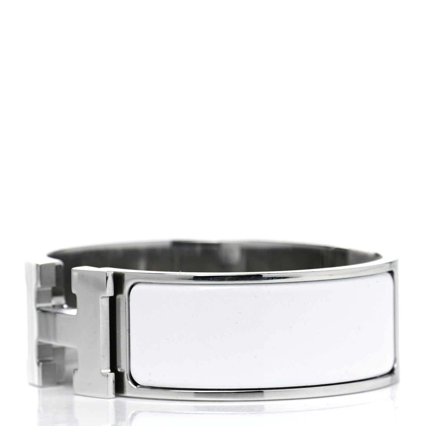 Enamel Wide Clic Clac H Bracelet GM White