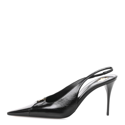 Saint Laurent Nappa Babylone Breteuil Slingback Pumps 39 Bordeaux 1 of 9