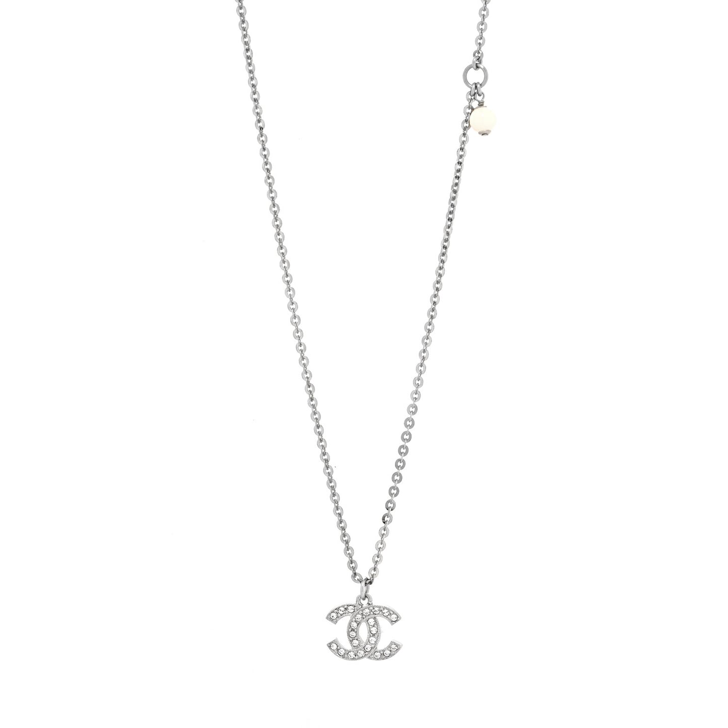 Crystal CC Pendant Necklace Silver Black