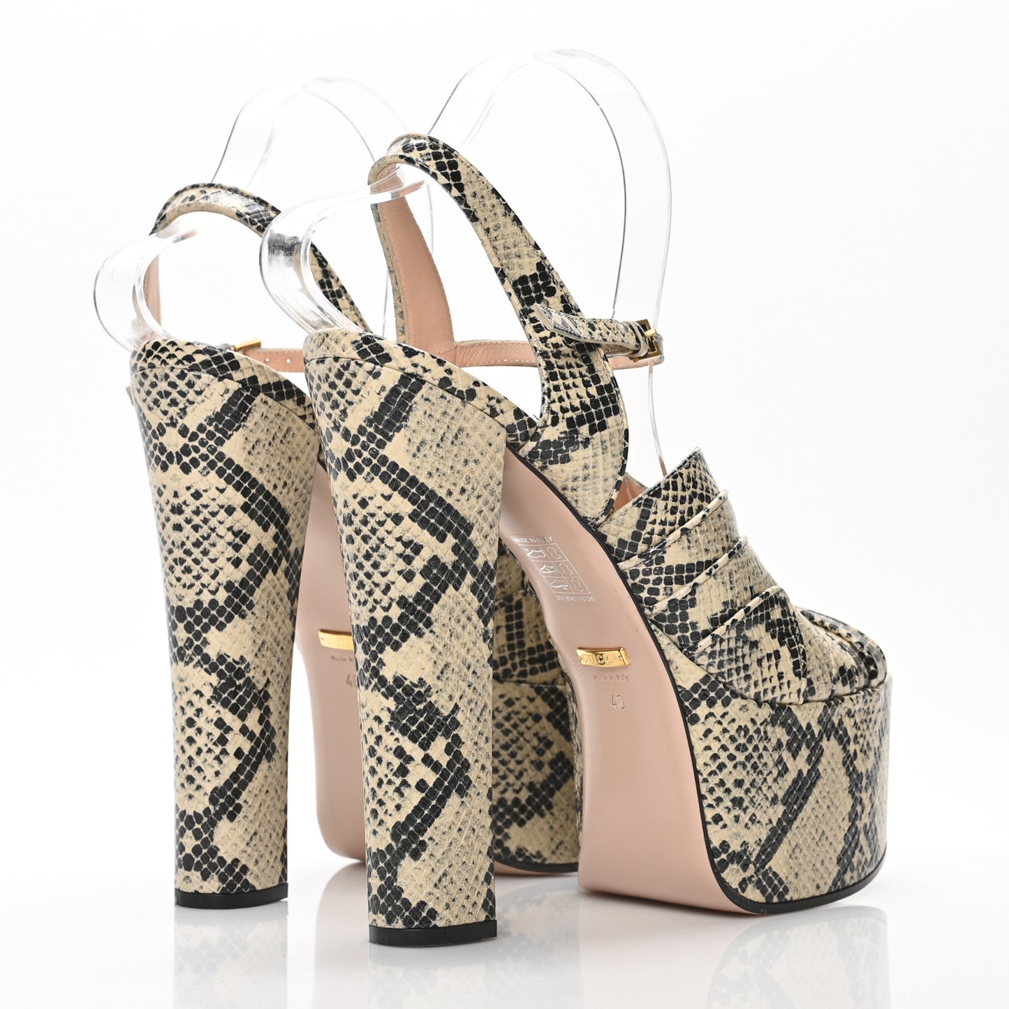 Nappa Calf Python Print Keyla Platform 60/155mm Slingback Sandals 38 Beige Avana