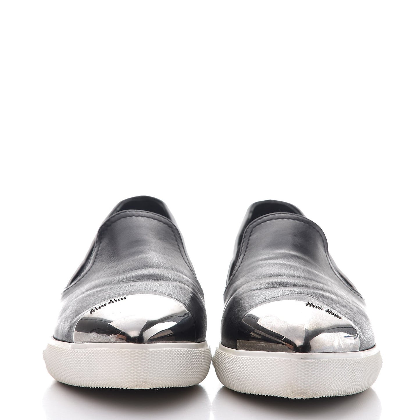 Nappa Metal Cap Toe Slip On Sneakers 37.5 Nero Black