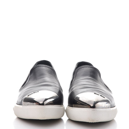 Miu Miu Nappa Metal Cap Toe Slip On Sneakers 37.5 Nero Black 2 of 14