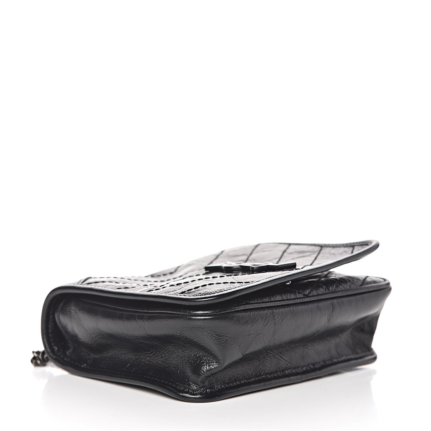 Saint Laurent Crinkled Calfskin Matelasse Monogram Niki Chain Wallet Black 4 of 9