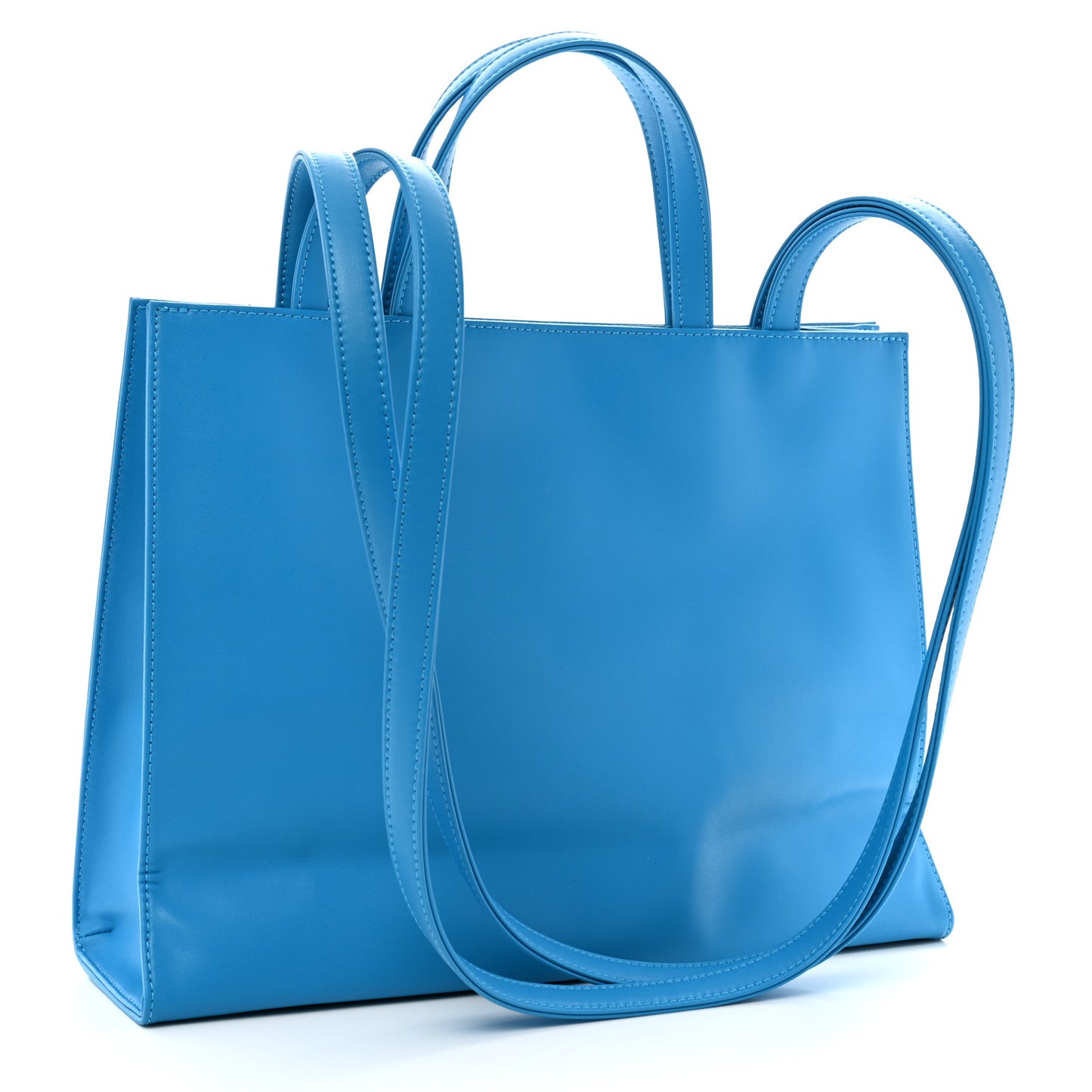 Vegan Leather Medium Shopping Bag Cyan