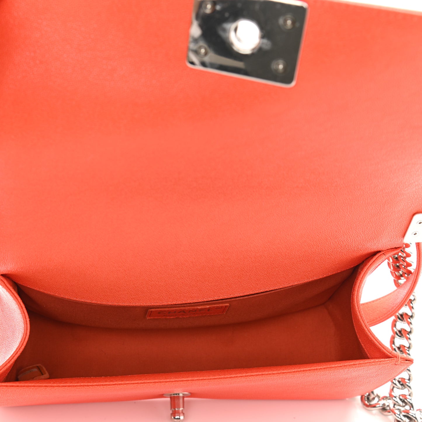 Caviar Quilted Medium Boy Flap Orange