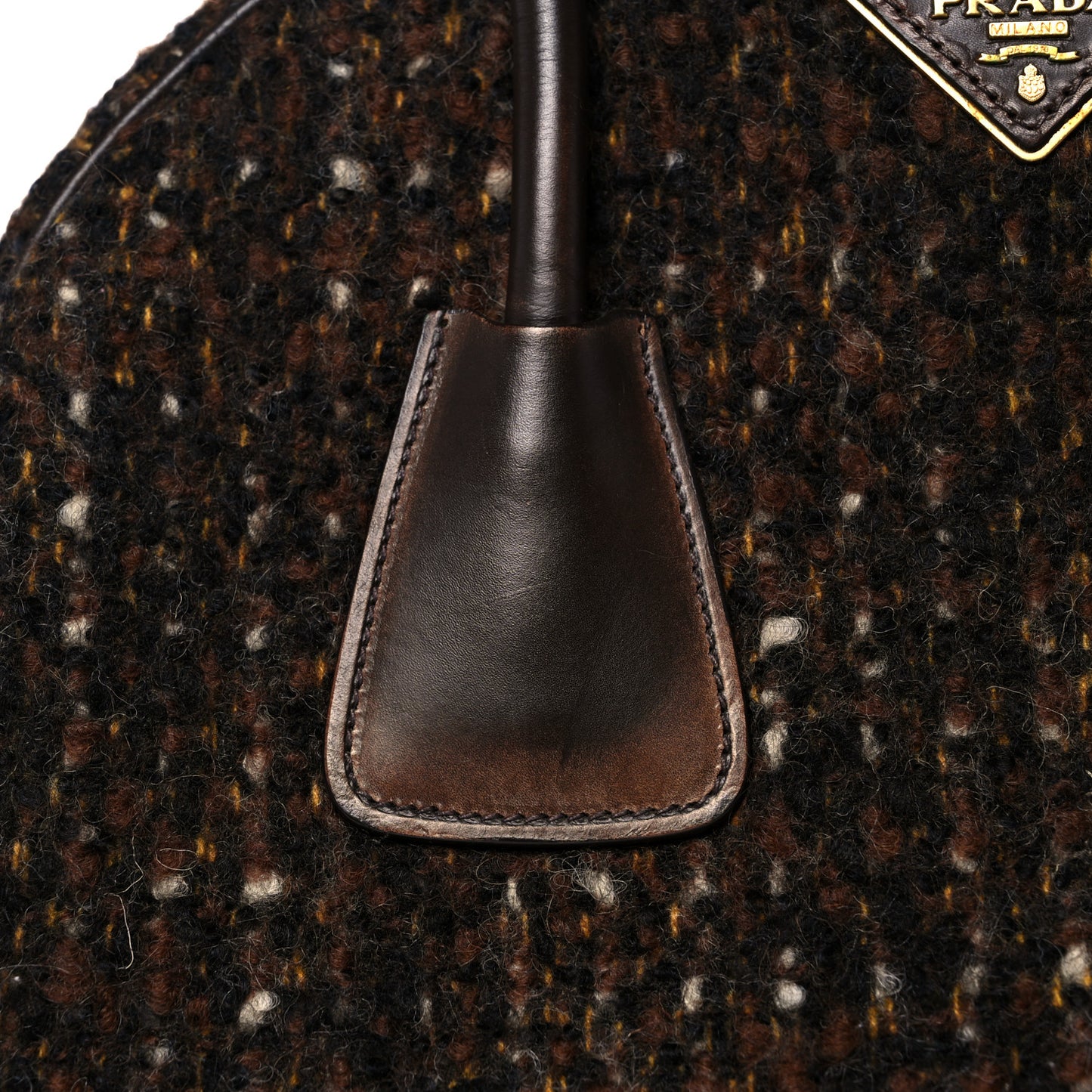 Tessuto Tweed Vitello Bowling Bag Cacao Knicker