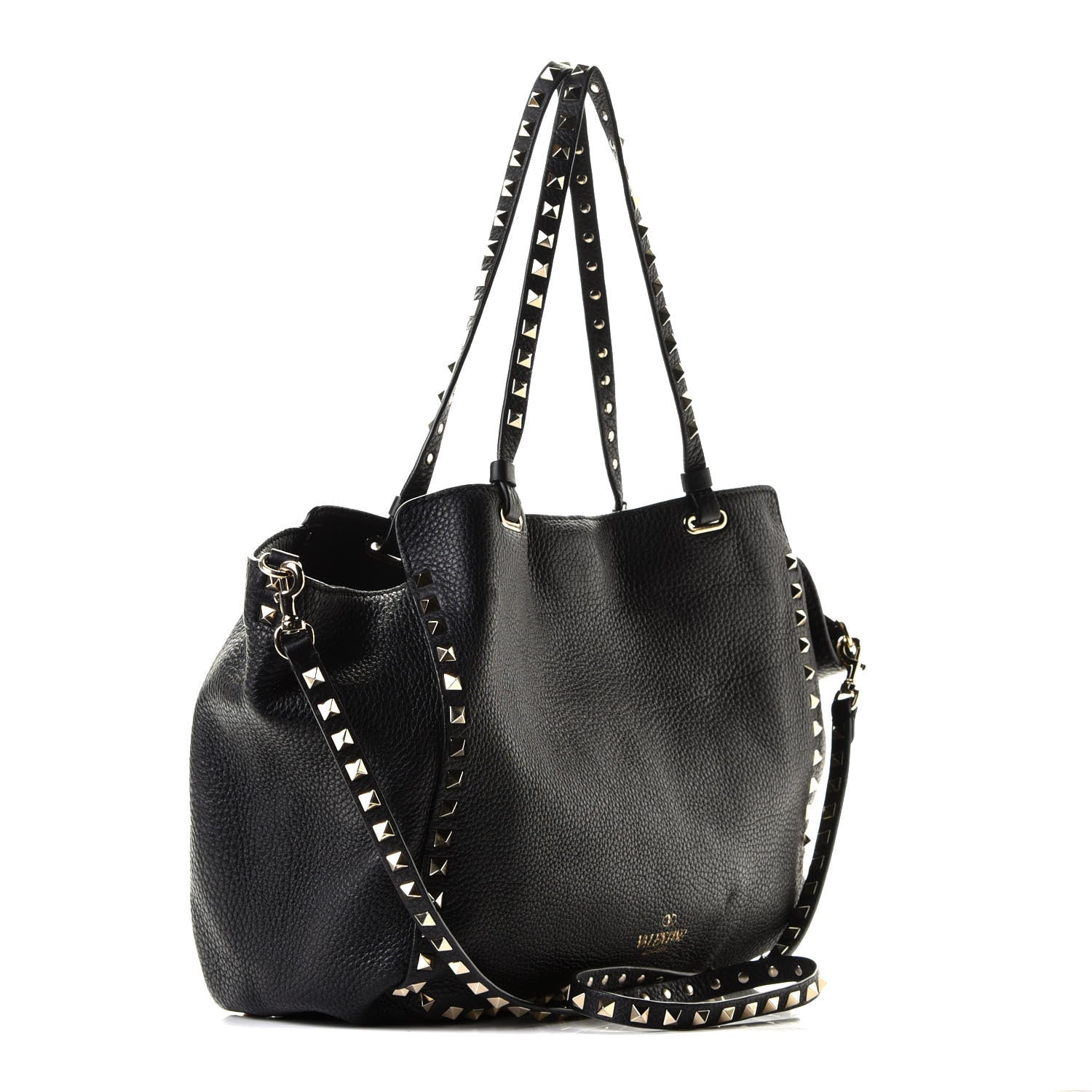 Valentino Garavani Pebbled Calfskin Medium Rockstud Tote Black 3 of 8