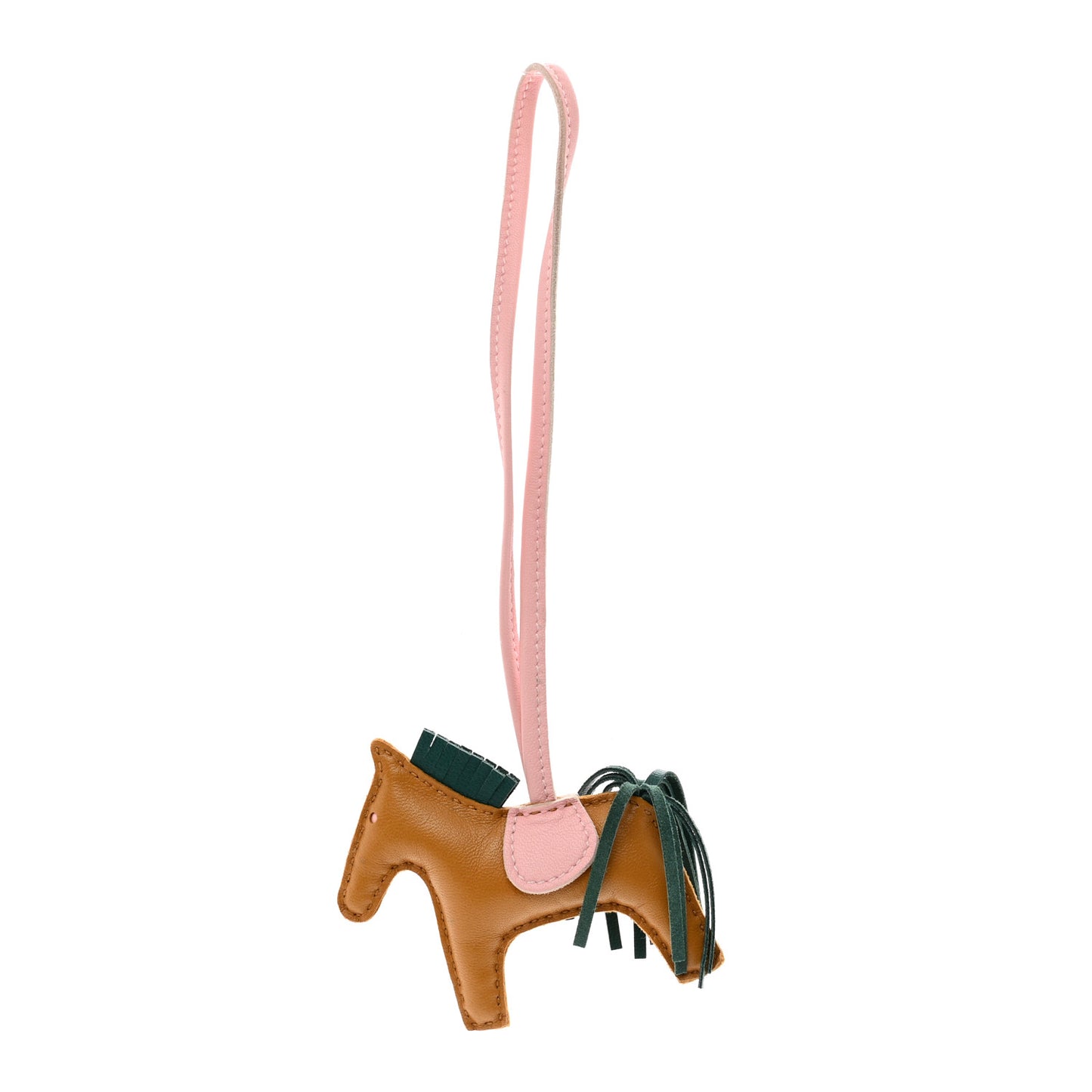 Milo Lambskin Grigri Rodeo Horse Bag Charm PM Sesame Malachite Rose Sakura