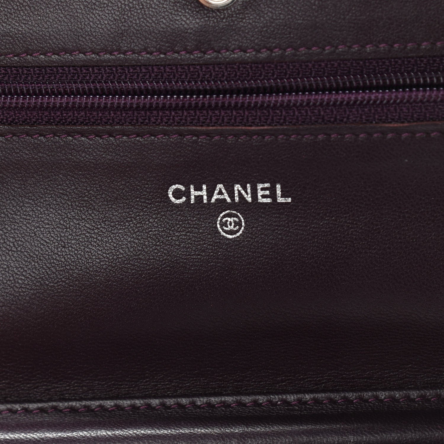Chanel Lambskin Quilted Wallet On Chain WOC Burgundy 6 of 17