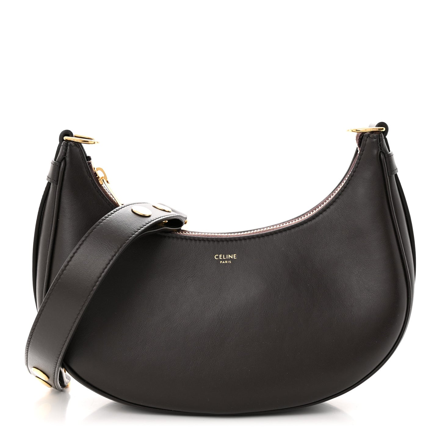 Smooth Calfskin Medium Strap Ava Shoulder Bag Dark Brown