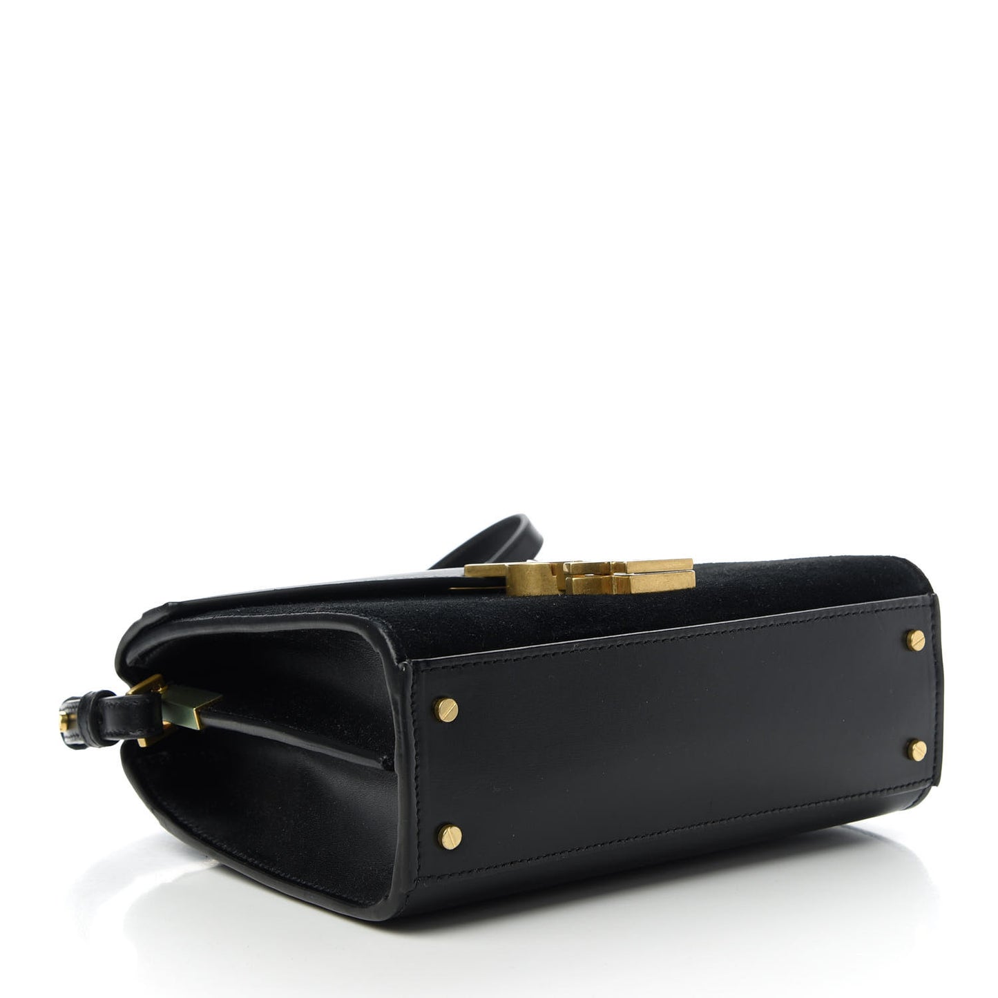 Suede Leopard Print Mini Classic Monogram Cassandra Top Handle Manto Naturale Black