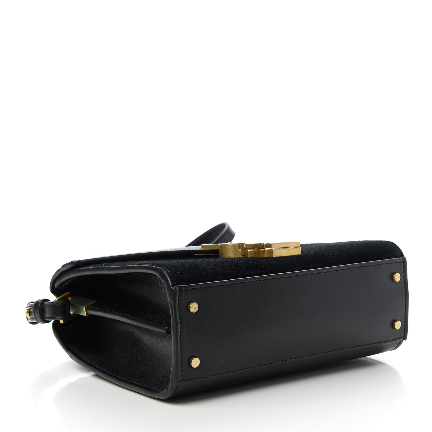 Saint Laurent Suede Leopard Print Mini Classic Monogram Cassandra Top Handle Manto Naturale Black 4 of 10