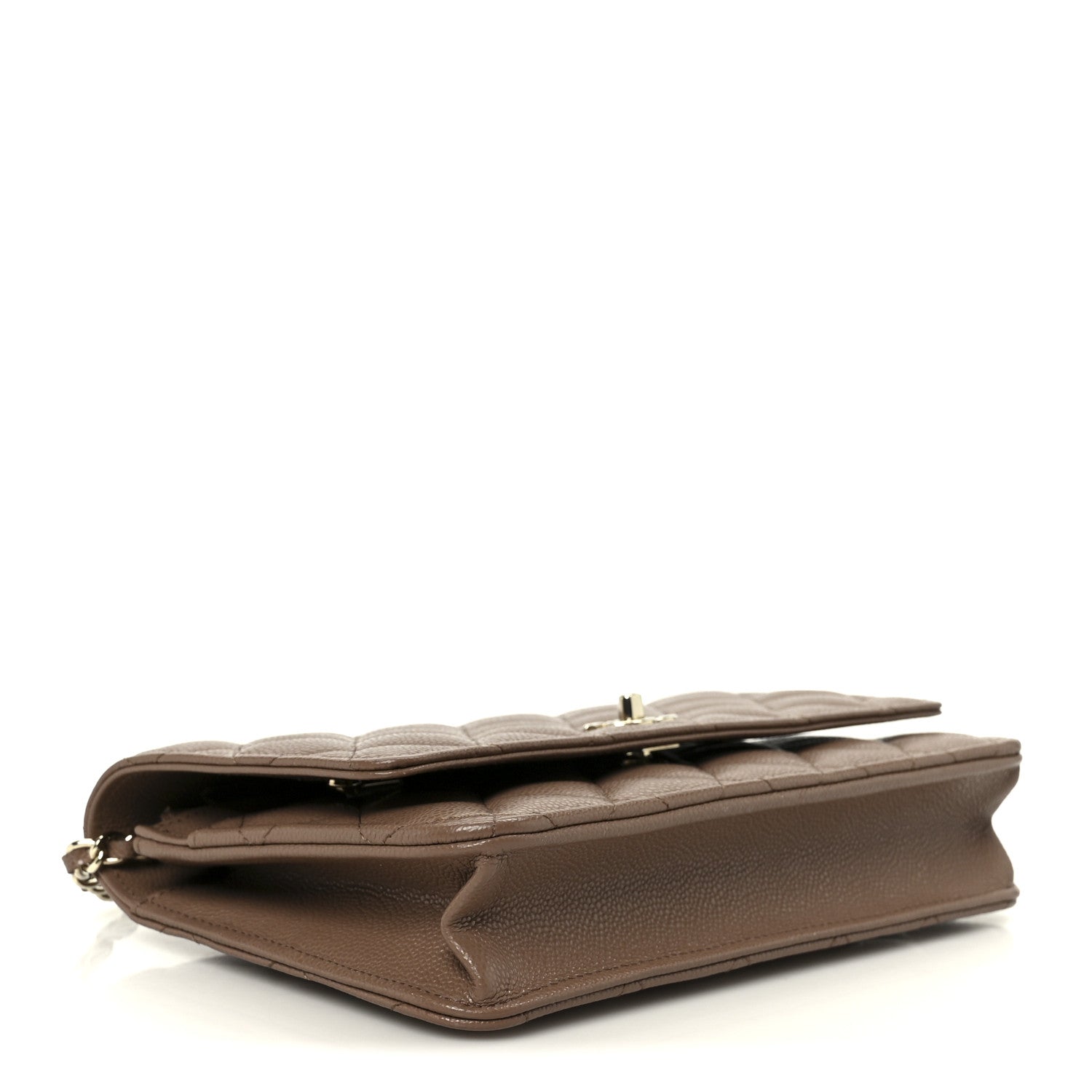 Chanel Caviar Quilted CC Turnlock Wallet On Chain WOC Brown 4 of 11