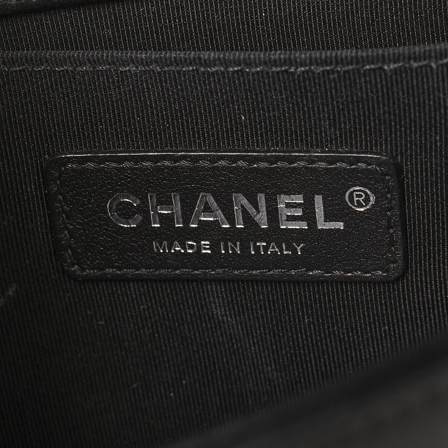 Calfskin Chevron Quilted Small Boy Flap Black