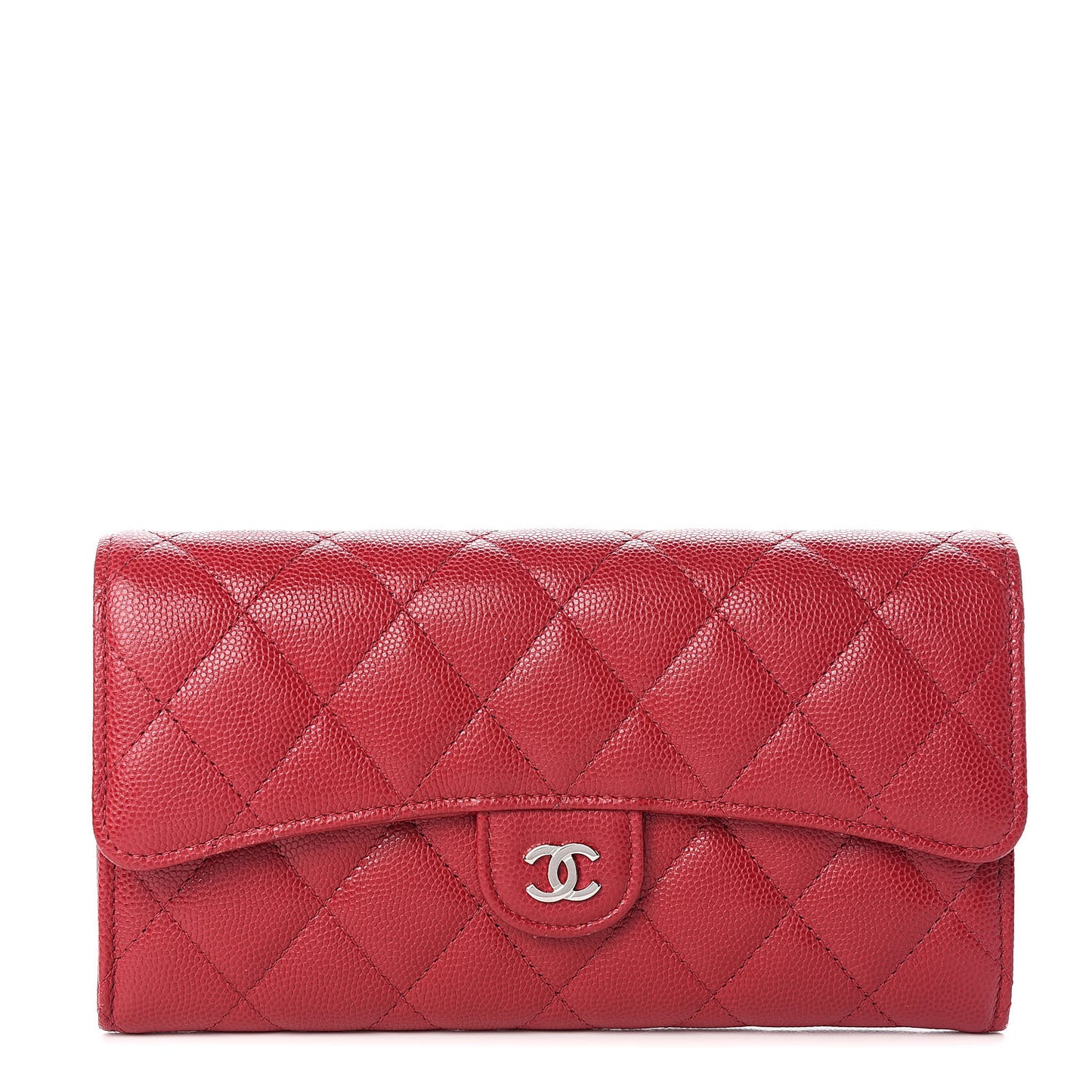 Caviar Quilted Large Gusset Flap Wallet Pink