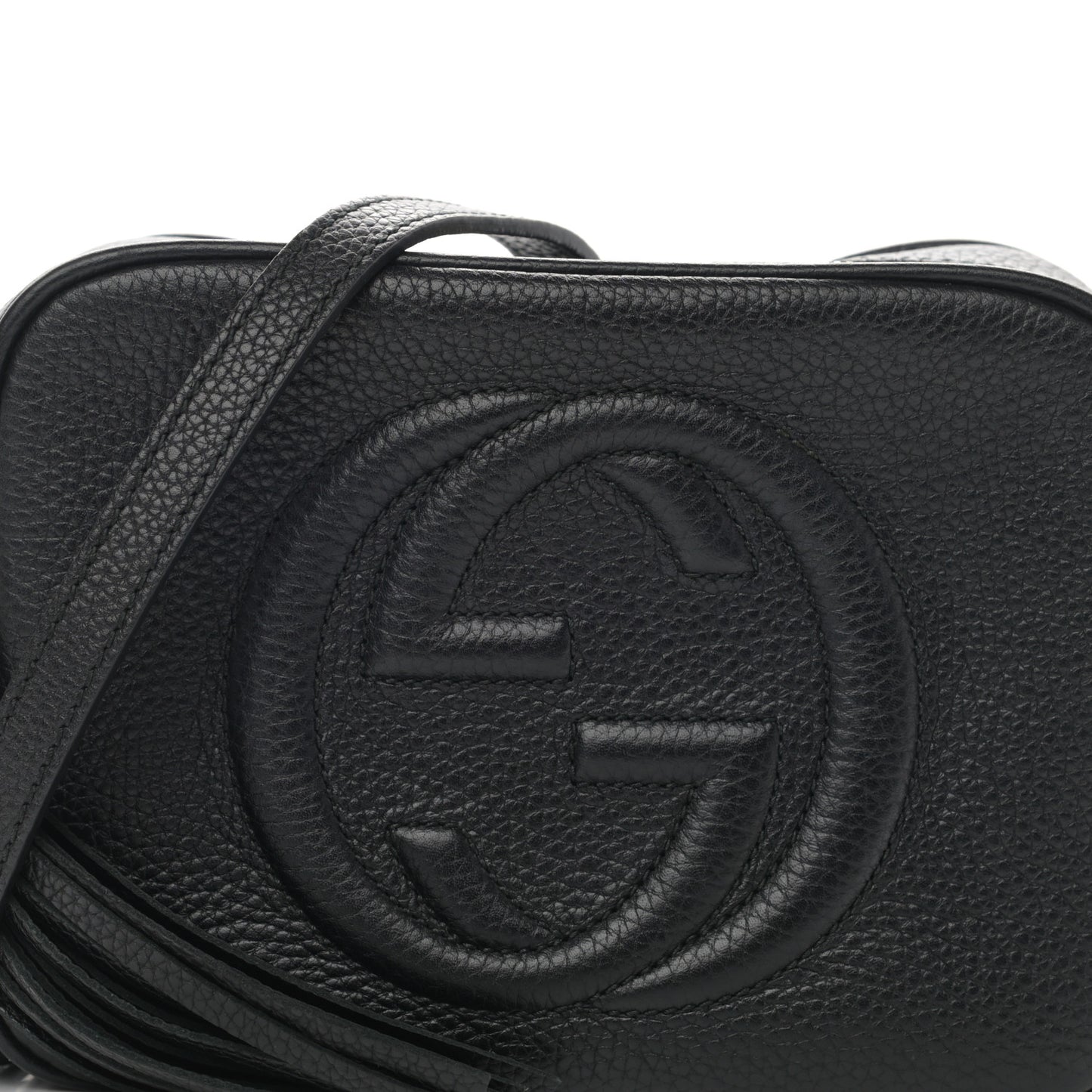 Pebbled Calfskin Small Soho Disco Bag Black