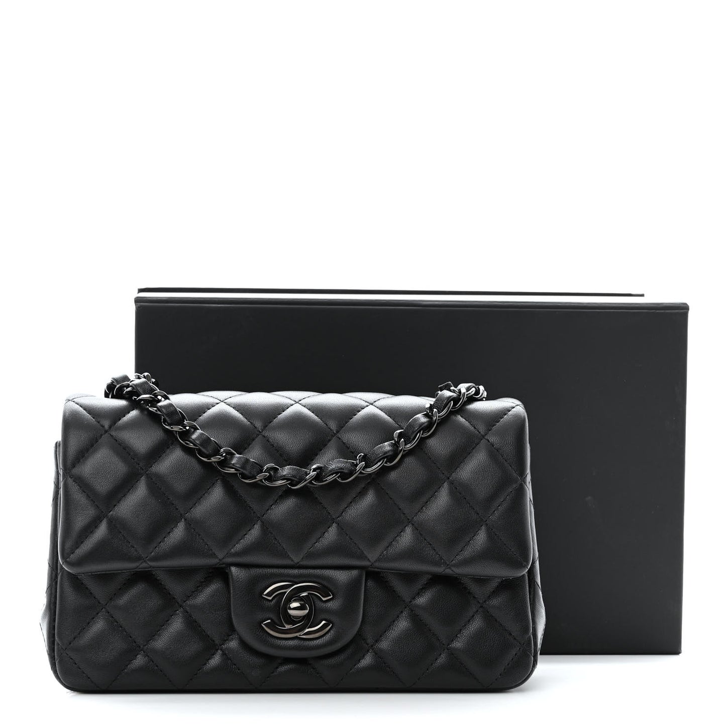 Lambskin Quilted Mini Rectangular Flap So Black