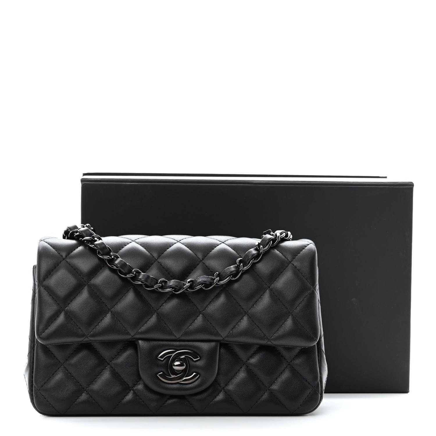 Chanel Lambskin Quilted Mini Rectangular Flap So Black 11 of 11
